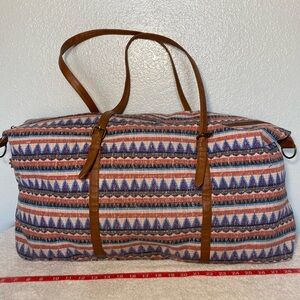 Mossimo Supply Co. Multicolor Patterned Tote with Brown Straps